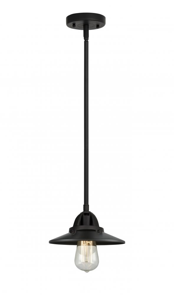 Railroad - 1 Light - 8 inch - Matte Black - Cord hung - Mini Pendant