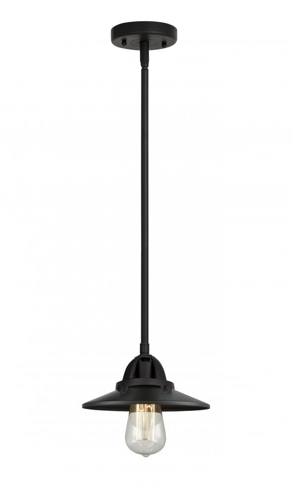 Railroad - 1 Light - 8 inch - Matte Black - Stem hung - Mini Pendant