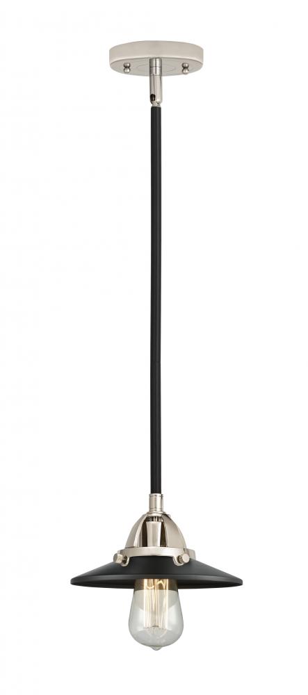 Railroad - 1 Light - 8 inch - Black Polished Nickel - Cord hung - Mini Pendant