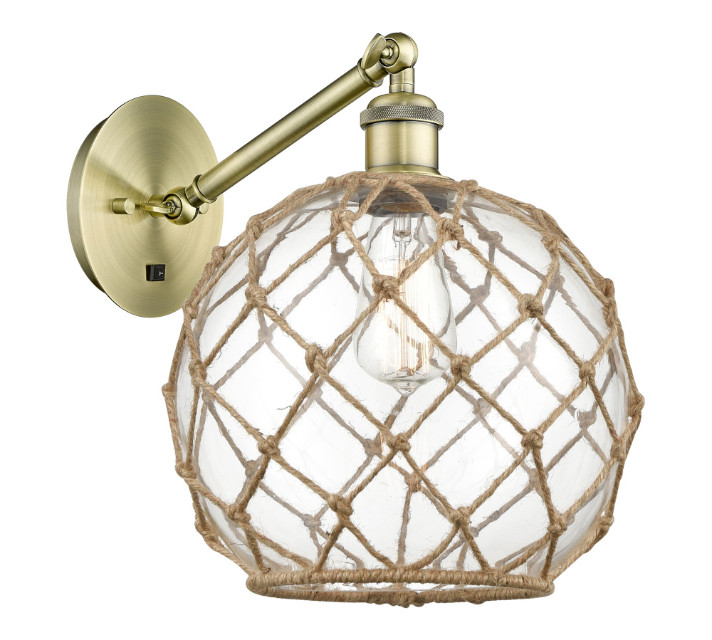 Farmhouse Rope - 1 Light - 10 inch - Antique Brass - Adjustable - Sconce
