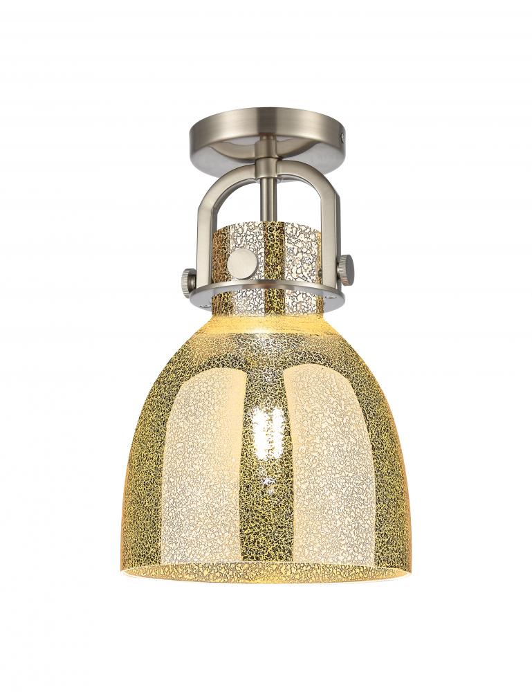 Newton Bell - 1 Light - 8 inch - Satin Nickel - Flush Mount
