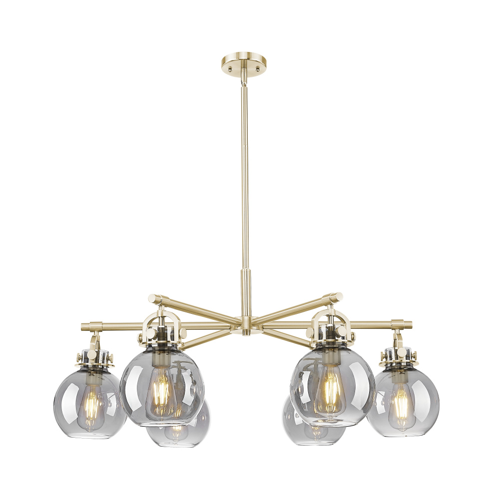 Newton Sphere - 6 Light - 26 inch - Champagne Bronze - Chandelier