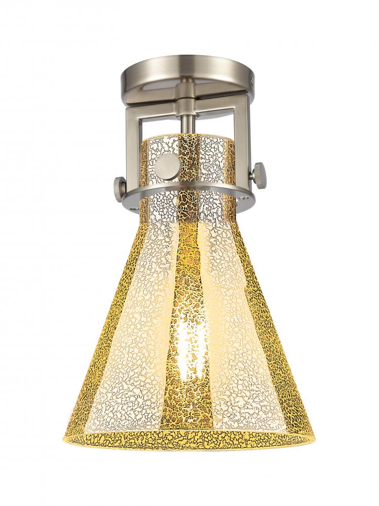 Newton Cone - 1 Light - 8 inch - Brushed Satin Nickel - Semi-Flush Mount