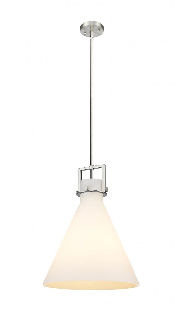 Newton Cone - 1 Light - 16 inch - Brushed Satin Nickel - Stem hung - Pendant