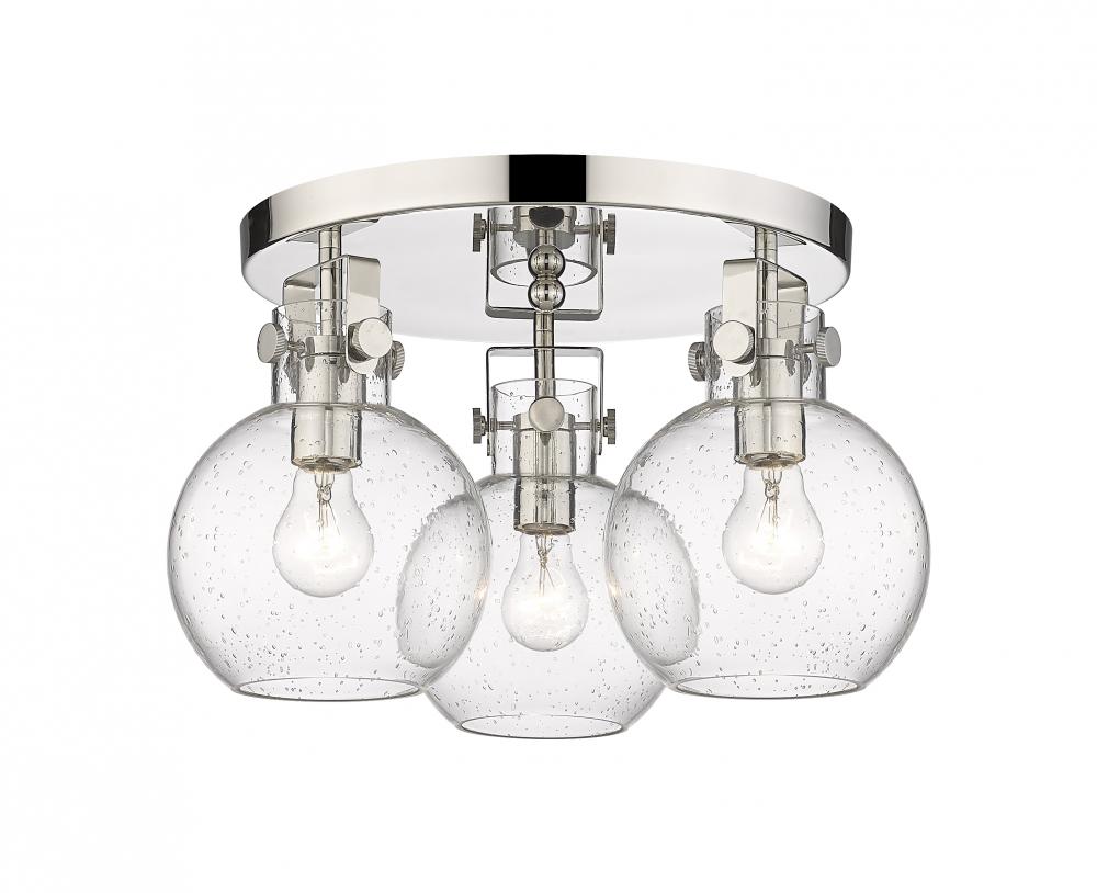 Newton Sphere - 3 Light - 18 inch - Polished Nickel - Semi-Flush Mount