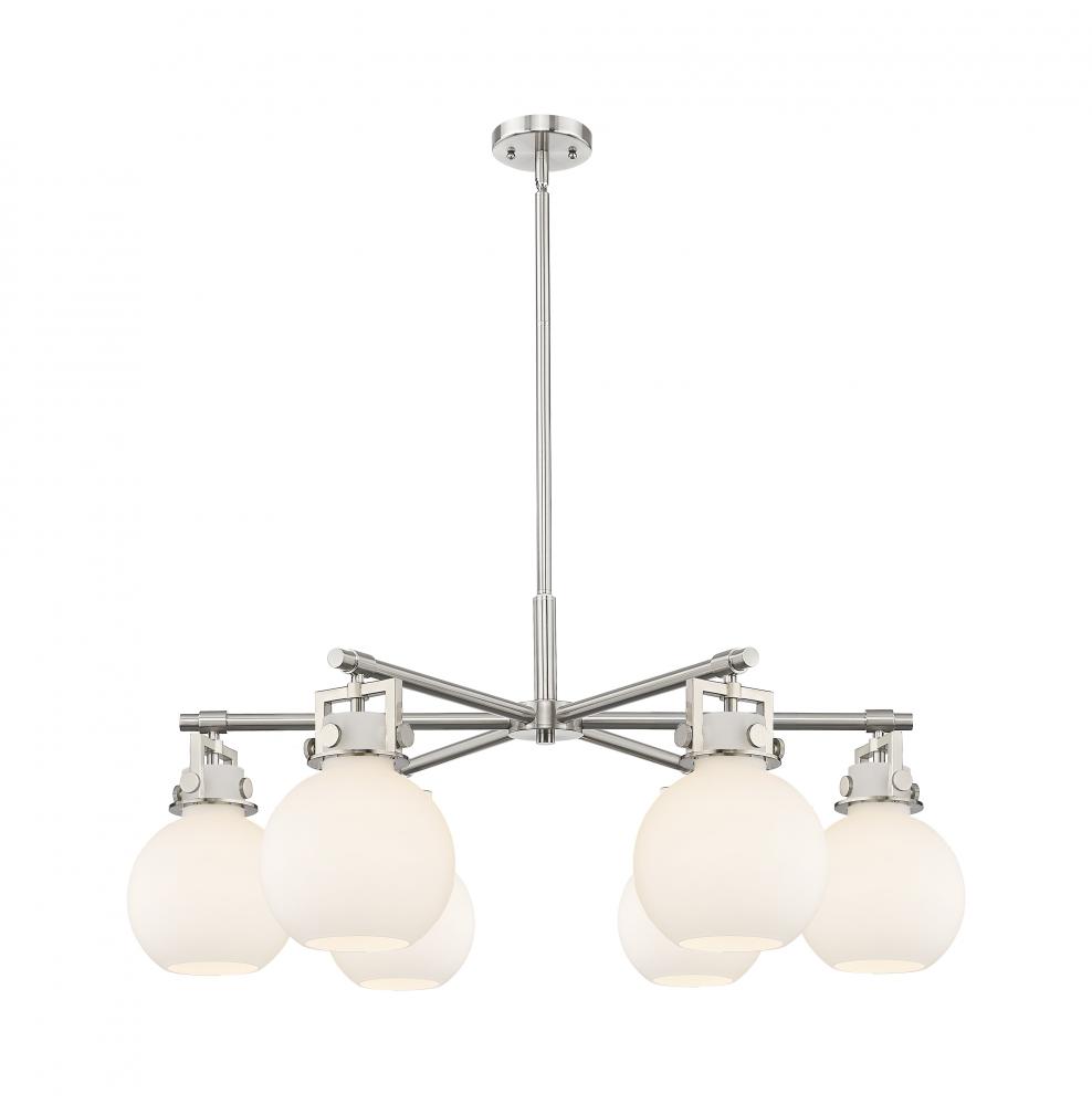 Newton Sphere - 6 Light - 26 inch - Satin Nickel - Chandelier