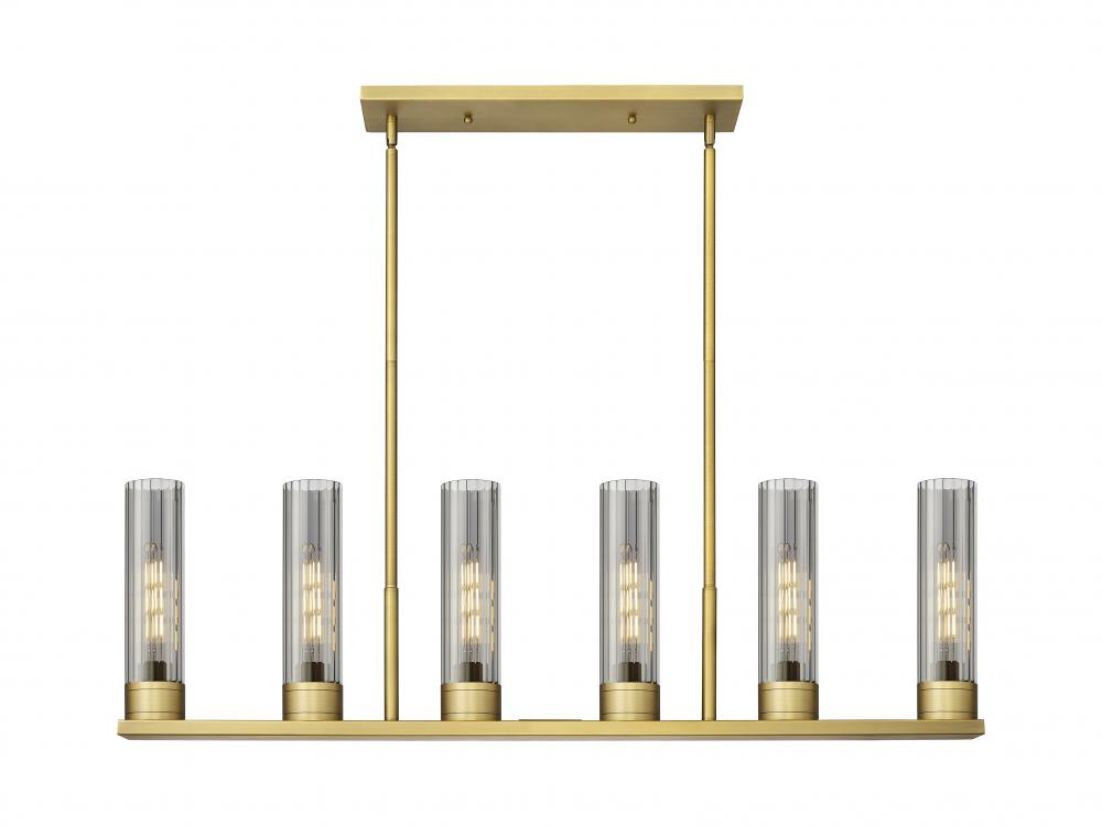 Empire - 6 Light - 44 inch - Brushed Brass - Linear Pendant