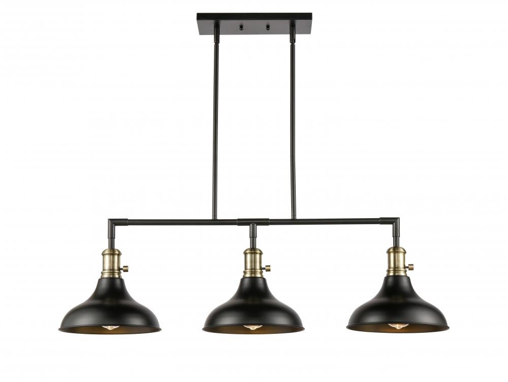 Metro - 3 Light - 38 inch - Black Antique Brass - Stem hung - Island Light