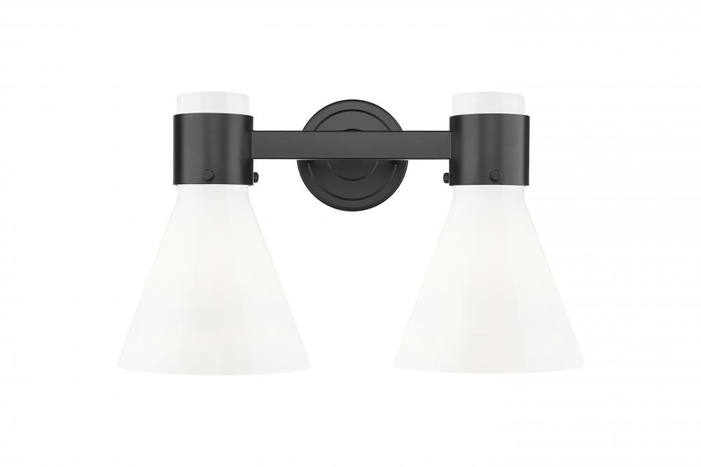 Lawton Cone - 2 Light - 17 inch - Matte Black - Bath Vanity Light