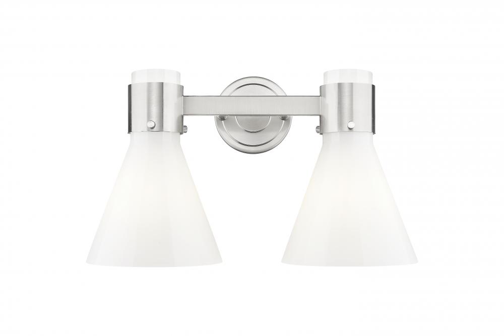 Lawton Cone - 2 Light - 17 inch - Satin Nickel - Bath Vanity Light