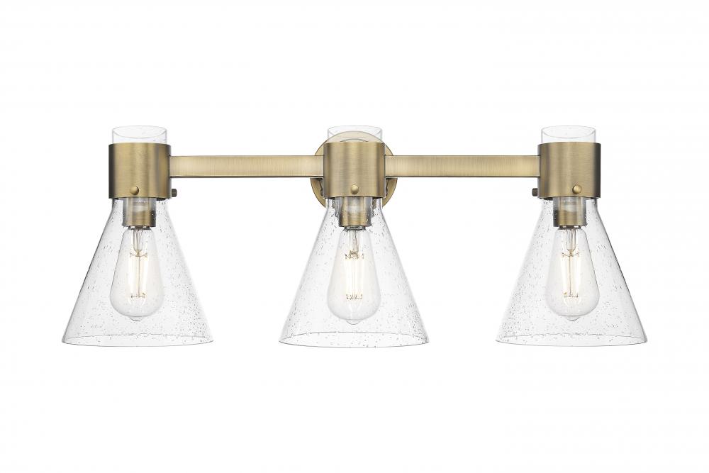 Lawton Cone - 3 Light - 27 inch - Brushed Brass - Bath Vanity Light