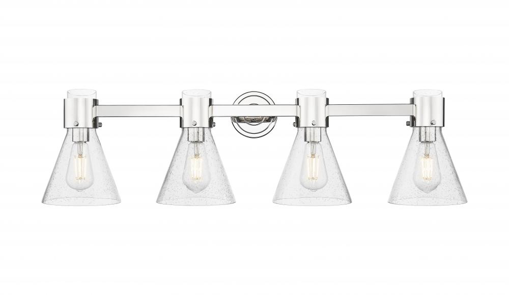 Lawton Cone - 4 Light - 27 inch - Polished Nickel - Bath Vanity Light