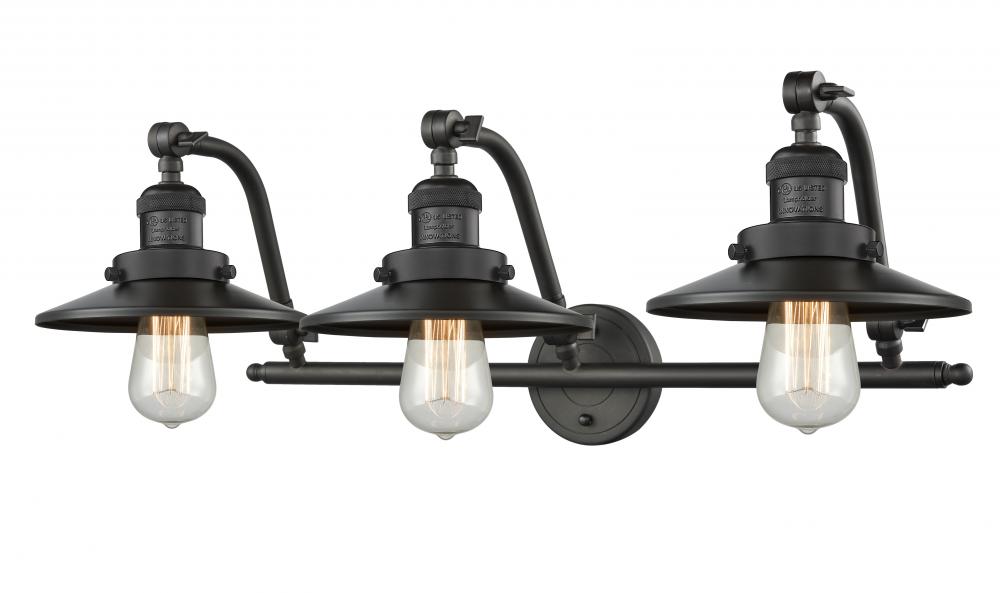 Railroad - 3 Light - 28 inch - Oil Rubbed Bronze - Adjustable Bath Vanity Light