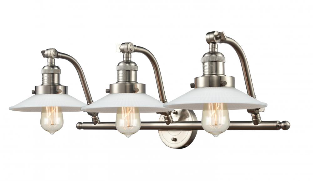 Halophane - 3 Light - 28 inch - Brushed Satin Nickel - Adjustable Bath Vanity Light