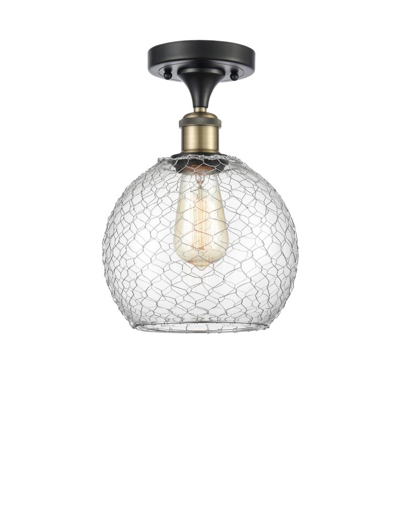 Farmhouse Chicken Wire 1 Light Semi-Flush Mount