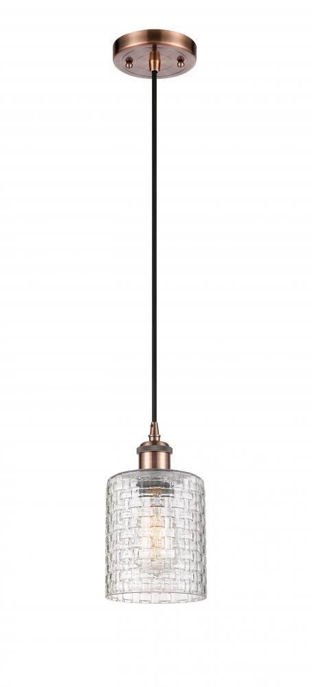 Cobbleskill - 1 Light - 5 inch - Antique Copper - Cord hung - Mini Pendant