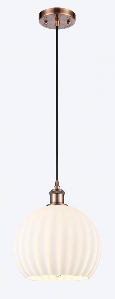 White Venetian - 1 Light - 10 inch - Antique Copper - Cord Hung - Mini Pendant