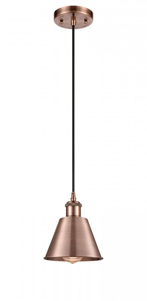 Smithfield - 1 Light - 7 inch - Antique Copper - Cord hung - Mini Pendant