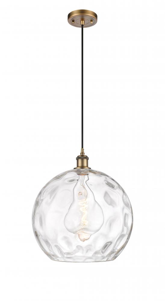 Athens Water Glass - 1 Light - 13 inch - Brushed Brass - Cord hung - Pendant
