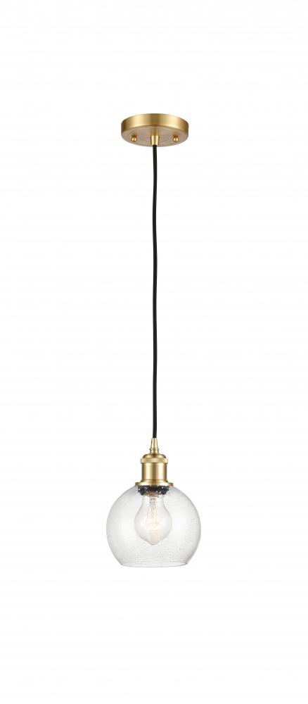 Athens - 1 Light - 6 inch - Satin Gold - Cord hung - Mini Pendant