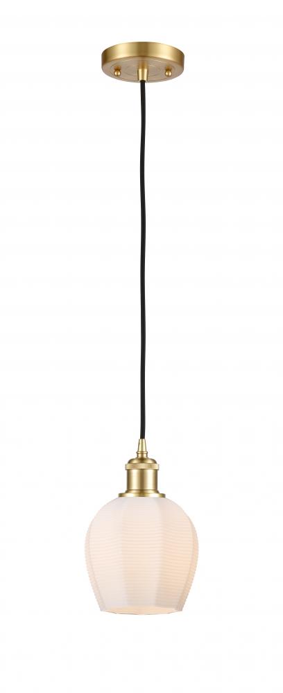 Norfolk - 1 Light - 6 inch - Satin Gold - Cord hung - Mini Pendant