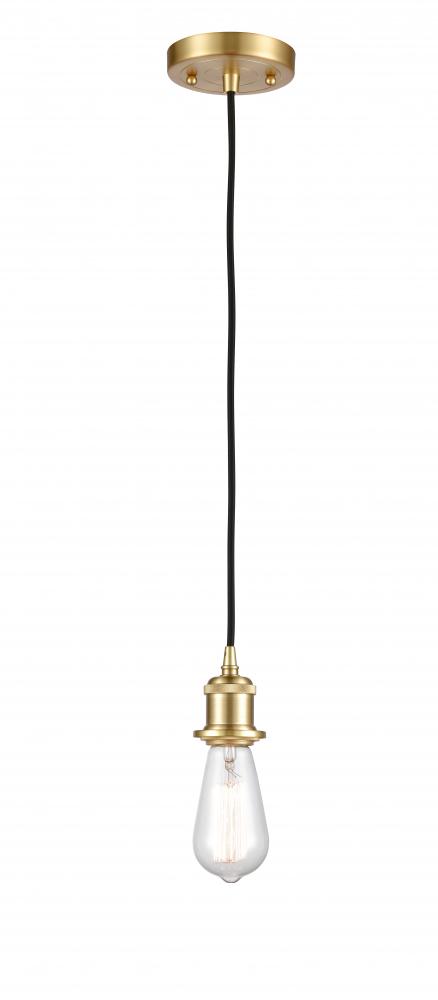 Bare Bulb - 1 Light - 5 inch - Satin Gold - Cord hung - Mini Pendant