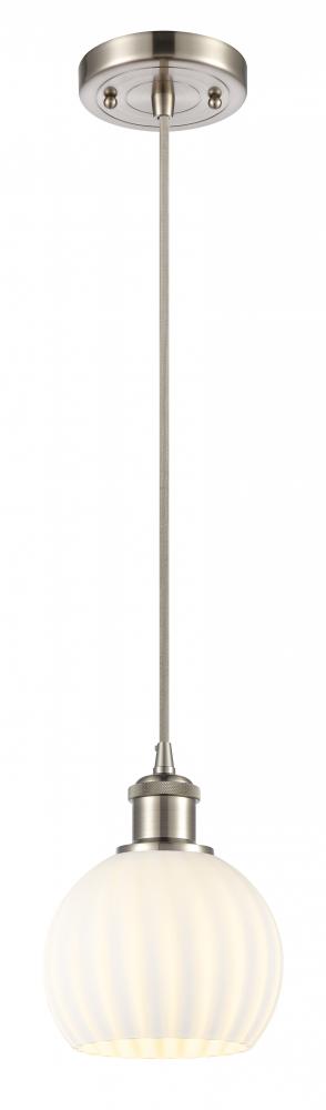 White Venetian - 1 Light - 6 inch - Brushed Satin Nickel - Cord Hung - Mini Pendant