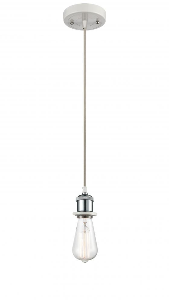 Bare Bulb - 1 Light - 5 inch - White Polished Chrome - Cord hung - Mini Pendant