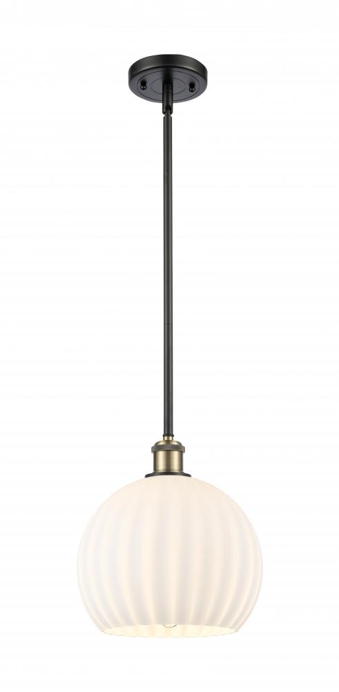 White Venetian - 1 Light - 10 inch - Black Antique Brass - Mini Pendant