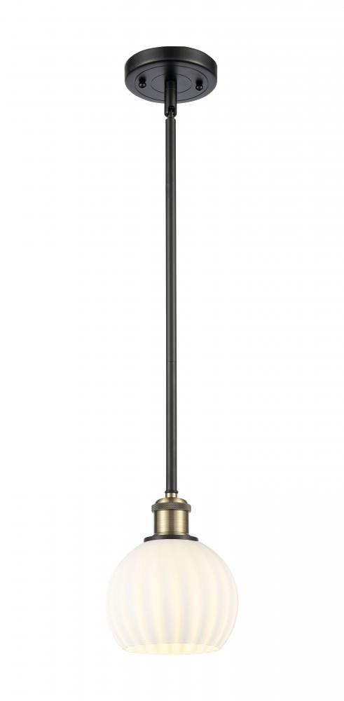 White Venetian - 1 Light - 6 inch - Black Antique Brass - Mini Pendant