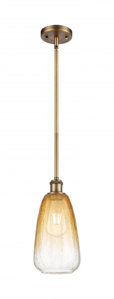 Brookhaven Almond - 1 Light - 6 inch - Brushed Brass - Stem hung - Mini Pendant