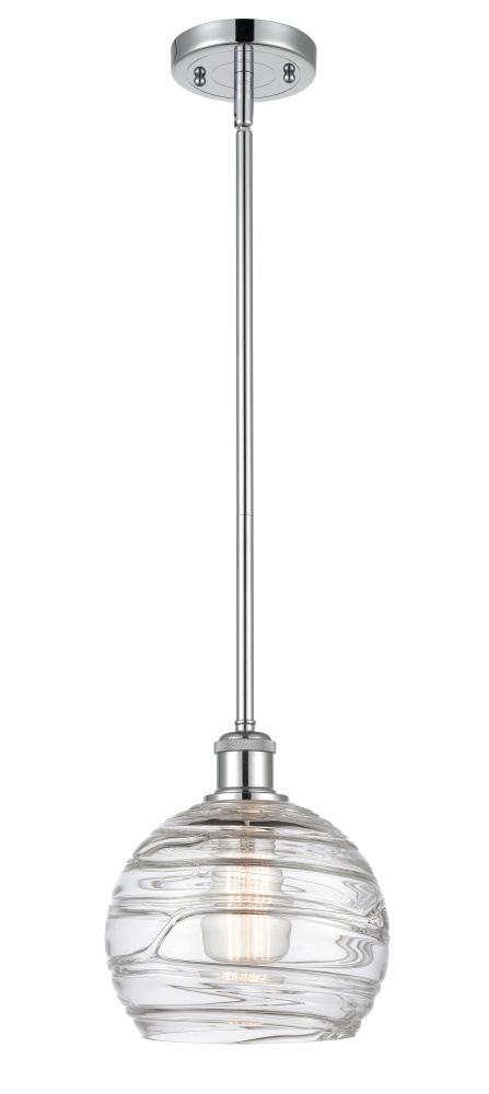 Athens Deco Swirl - 1 Light - 8 inch - Polished Chrome - Stem hung - Mini Pendant