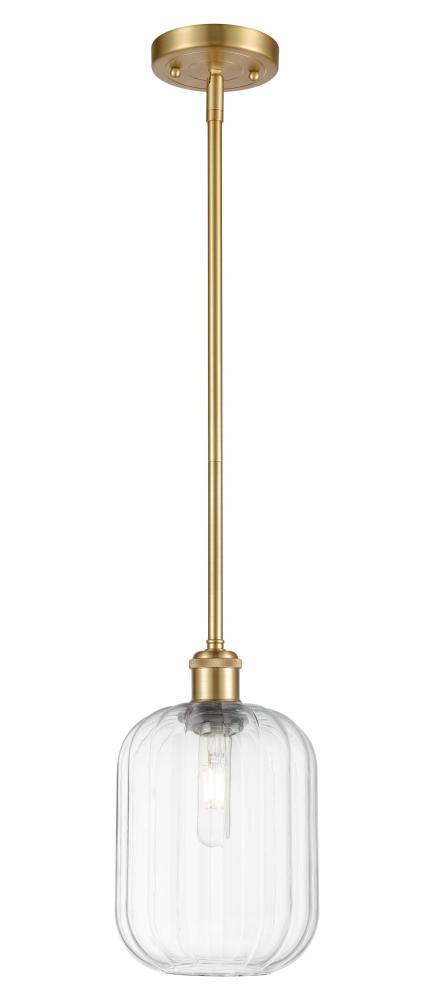 Preston Cylinder - 1 Light - 7 inch - Satin Gold - Stem hung - Mini Pendant