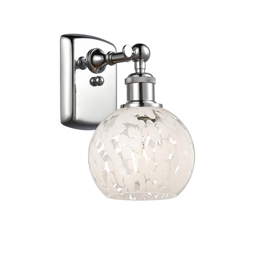 White Mouchette - 1 Light - 6 inch - Polished Chrome - Sconce