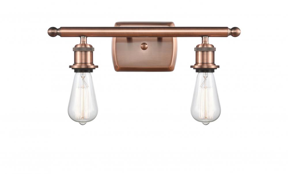 Bare Bulb - 2 Light - 16 inch - Antique Copper - Bath Vanity Light