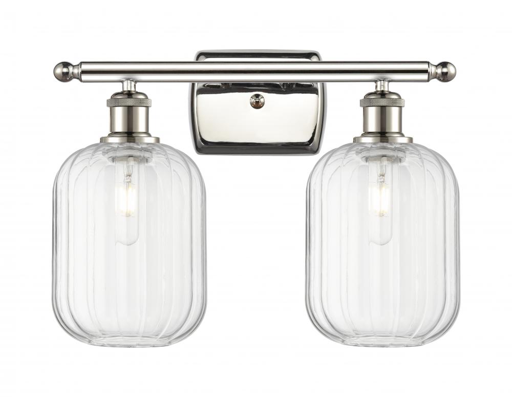 Preston Cylinder - 2 Light - 17 inch - Polished Nickel - Bath Vanity Light