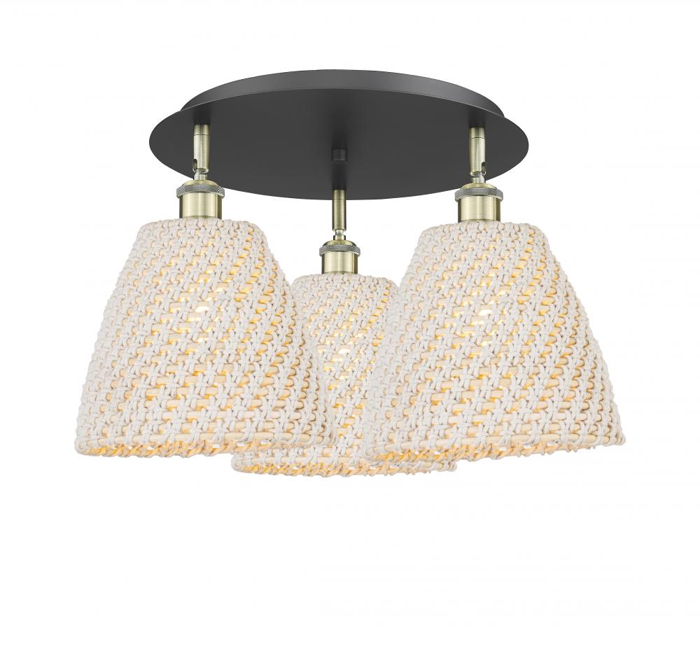 Bristol Natural - 3 Light - 21 inch - Black Antique Brass - Flush Mount
