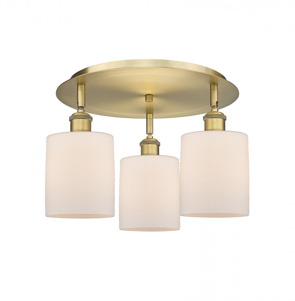 Cobbleskill - 3 Light - 17 inch - Brushed Brass - Semi-Flush Mount