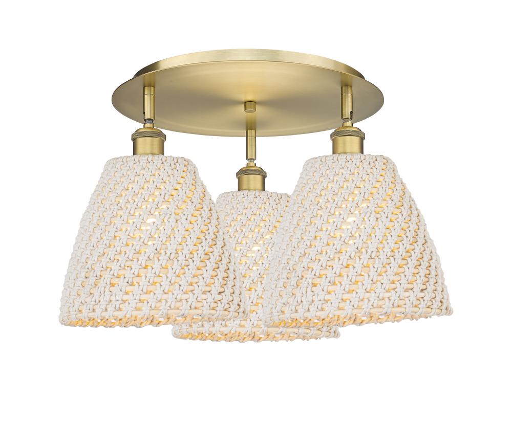 Bristol Natural - 3 Light - 21 inch - Brushed Brass - Flush Mount