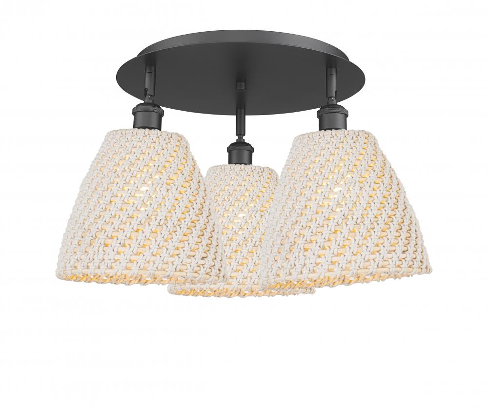 Bristol Natural - 3 Light - 21 inch - Matte Black - Flush Mount