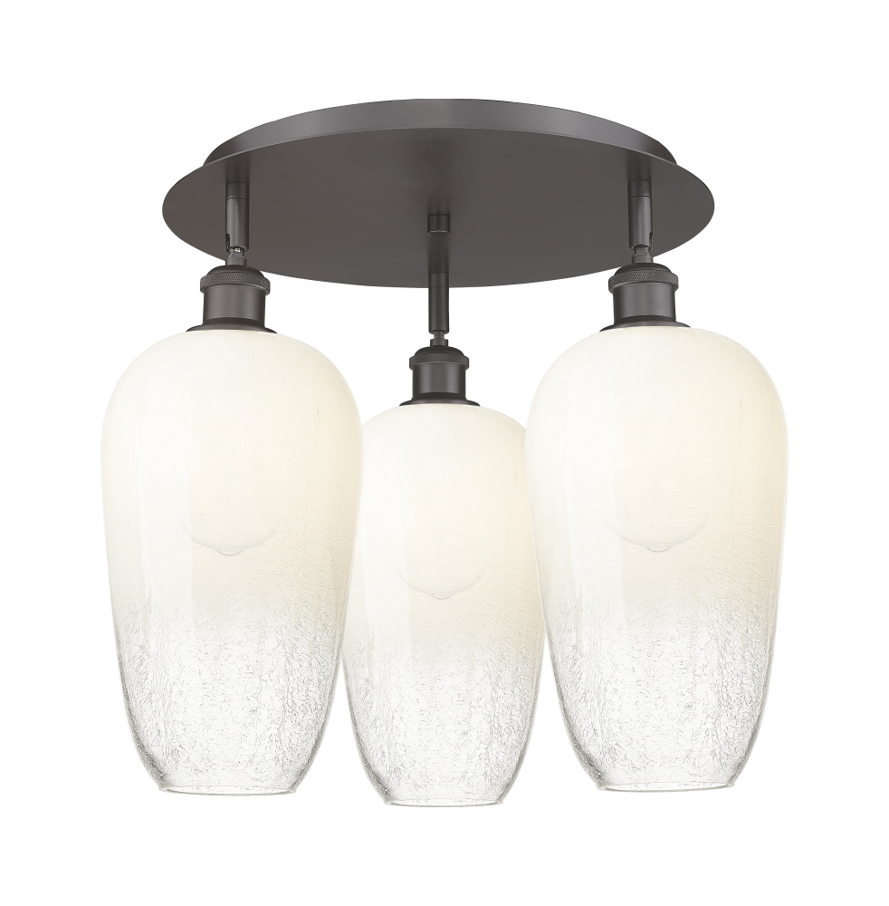 Brookhaven Flute - 3 Light - 19 inch - Oil Rubbed Bronze - Semi-Flush Mount