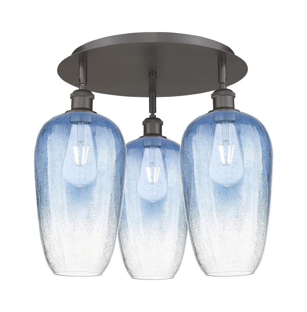 Brookhaven Flute - 3 Light - 19 inch - Oil Rubbed Bronze - Semi-Flush Mount