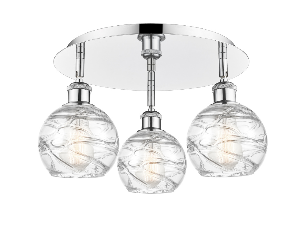 Athens Deco Swirl - 3 Light - 18 inch - Polished Chrome - Semi-Flush Mount