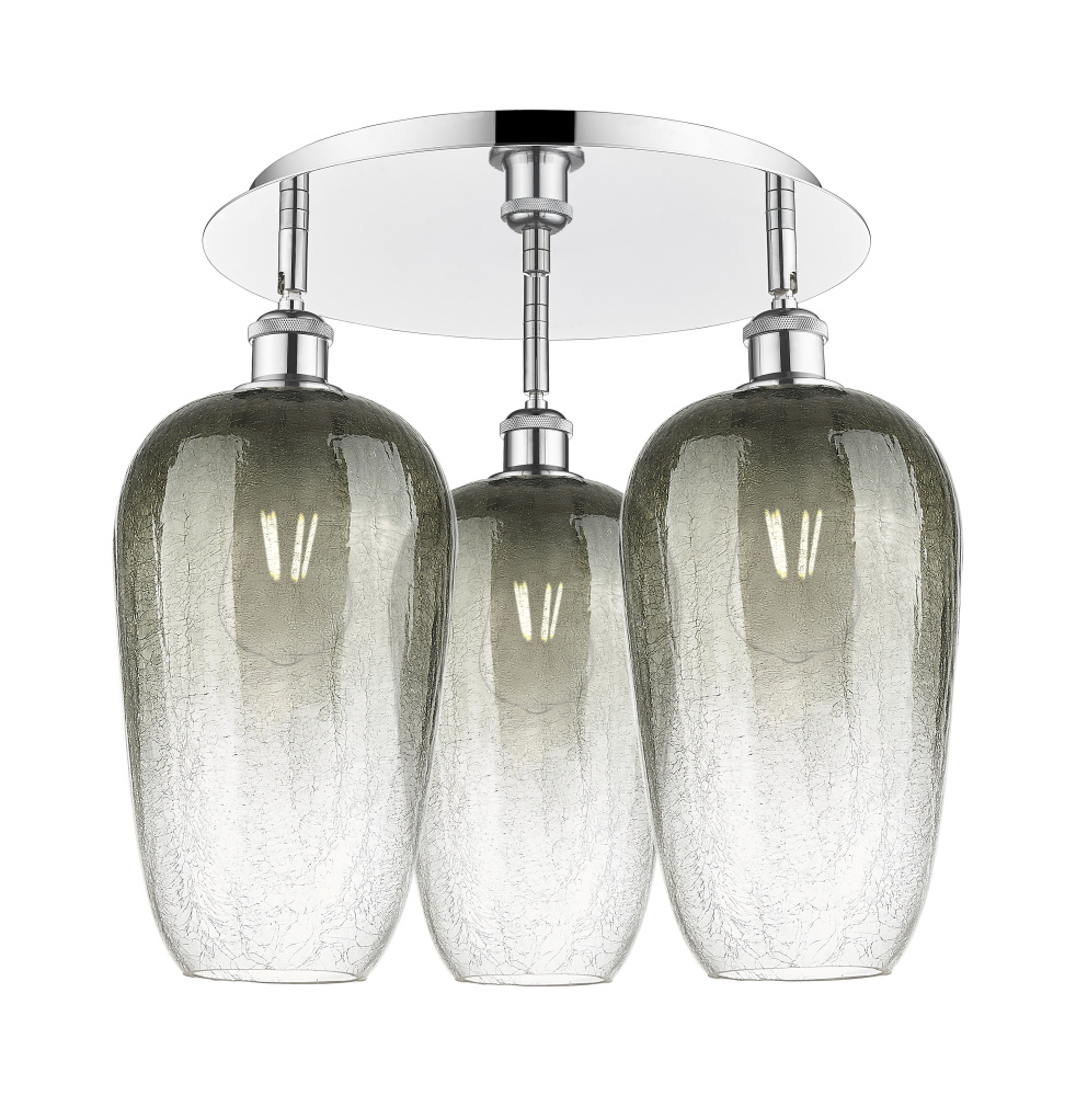 Brookhaven Flute - 3 Light - 19 inch - Polished Chrome - Semi-Flush Mount