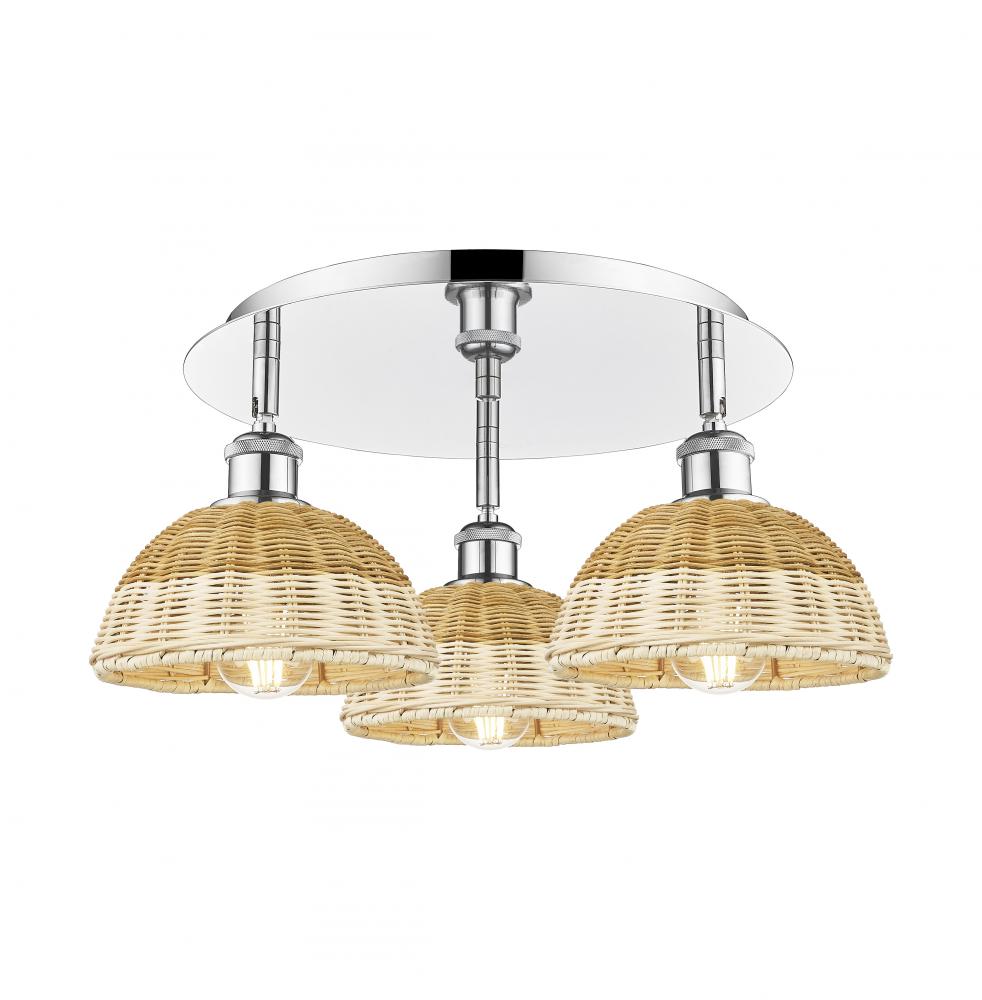 Bristol Natural II - 3 Light - 19 inch - Polished Chrome - Semi-Flush Mount