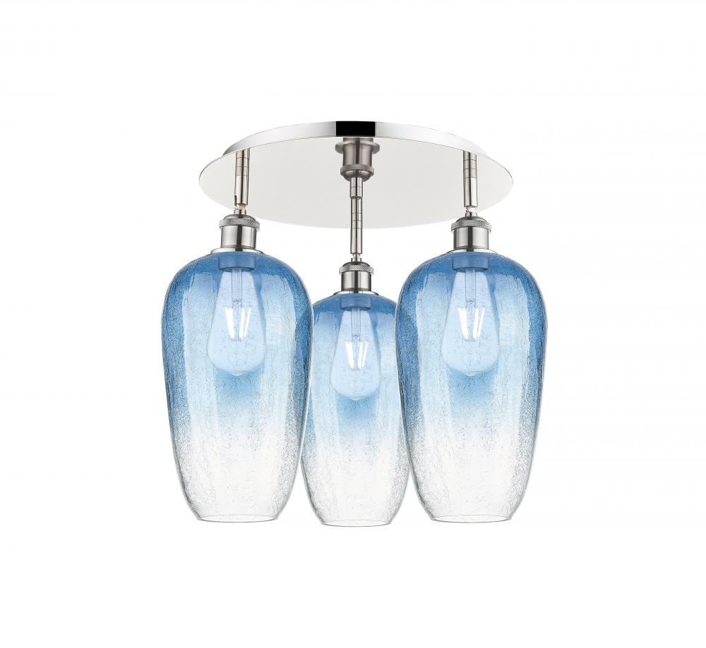 Brookhaven Flute - 3 Light - 19 inch - Polished Nickel - Semi-Flush Mount