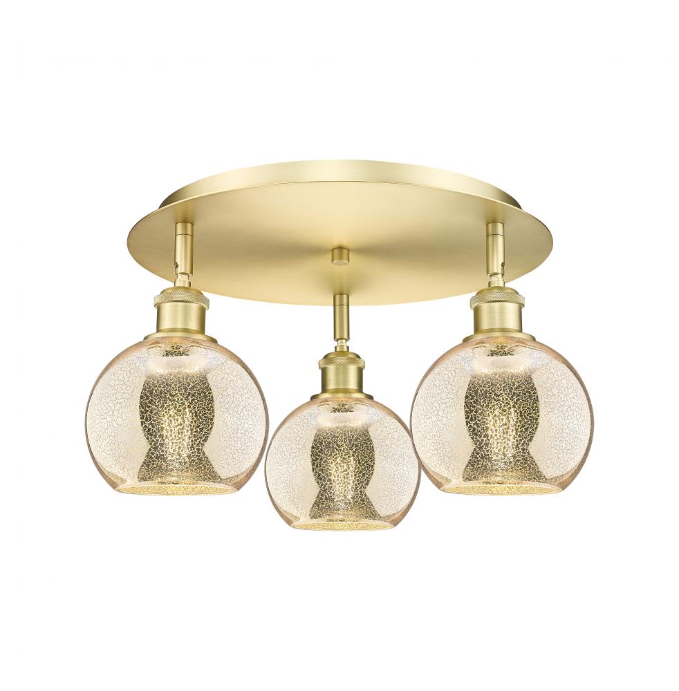 Athens - 3 Light - 18 inch - Satin Gold - Semi-Flush Mount