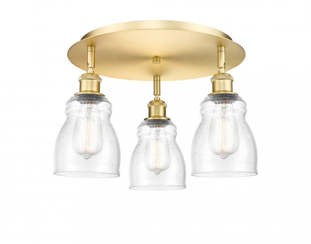 Ellery - 3 Light - 17 inch - Satin Gold - Semi-Flush Mount