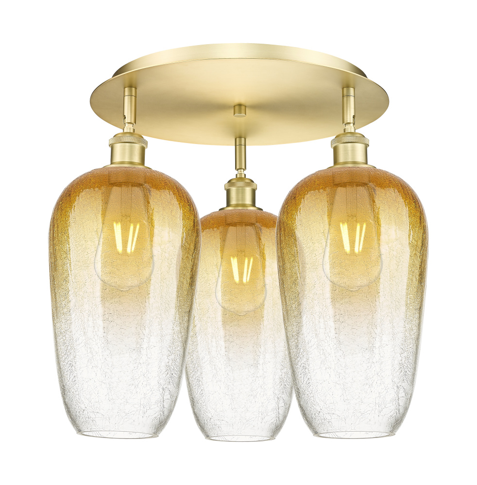 Brookhaven Flute - 3 Light - 19 inch - Satin Gold - Semi-Flush Mount