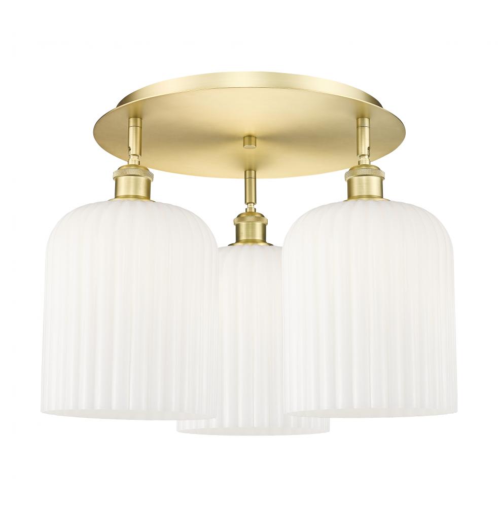 Bridal Veil - 3 Light - 17 inch - Satin Gold - Semi-Flush Mount